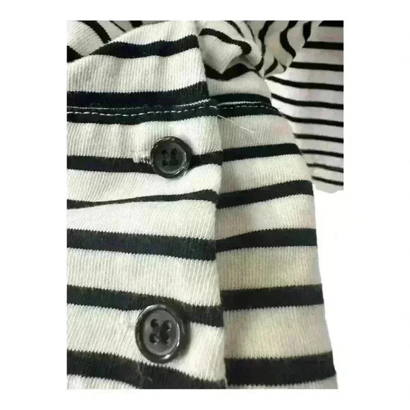 Who What Wear Long Sleeve Black White Nautical Striped Shirt Button Detail, S - Picture 3 of 6
